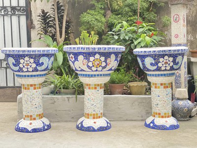 Cơ sở chậu hoa Thế Sơn - chậu hoa dán sành sứ - chậu khảm sành - cẩn miễng fs 4