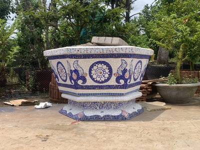 Cơ sở chậu hoa Thế Sơn - chậu hoa dán sành sứ - chậu khảm sành - cẩn miễng fs 15