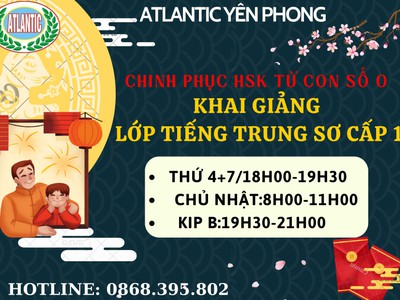 Tặng ngay 2 tháng học miễn phí tại atlantic yên phong 0