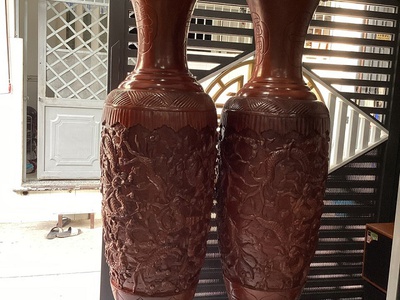 Bán cặp lục bình gỗ đỏ chạm trổ tinh xảo cực đẹp - giá rẻ 1