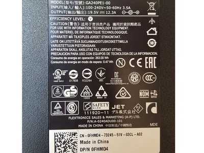 Sạc laptop Dell 240w  19.5v-12,3A    Adapter laptop Dell 240w slim   sạc zin theo máy 1