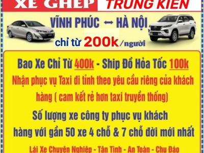 Tổng Đài Đặt Xe 24/7 -0989685305 -Xe Ghép Trung Kiên Vĩnh Phúc - Hà Nội Chỉ Từ 200k/Người 0