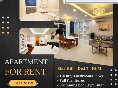 Cho thuê căn hộ cao cấp star hill - duplex 3pn, phú mỹ hưng quận 7. nhà mới, full nội thất. 0