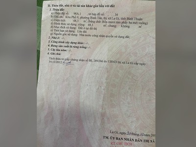 Bán đất có nhà đang cho thuê tại phường bình tân, thị xã la gi, bình thuận 1