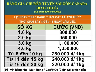 Gửi hàng đi Canada tại Quận 10 0