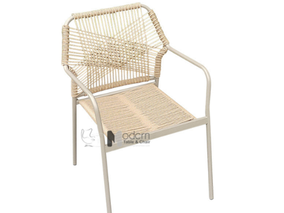 Ghế café nhà hàng sân vườn ngoài trời tựa lưng đan dây có tay vịn khung chân sắt HCM CC2031-T 0
