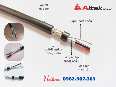 Cáp tín hiệu RS 485 Altek Kabel vỏ đen dày dặn, đi trong nhà và ngoài trời 0