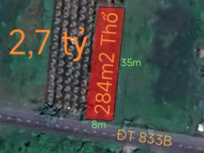 Bán lô đất thổ mặt tiền tỉnh lộ 833b giá 2,7 tỷ 0