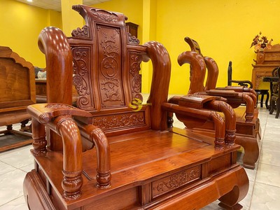 Bộ bàn ghế tần thuỷ hoàng gỗ hương đá tay 12, 6 món   BBG457 1