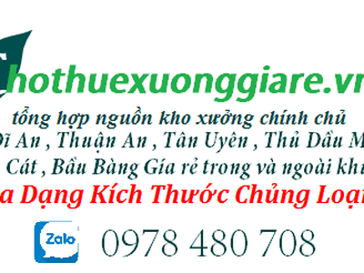 Cho thuê 3.800 m2 Kho xưởng mới ,Tân Uyên Bình dương đường lớn giá rẻ 7