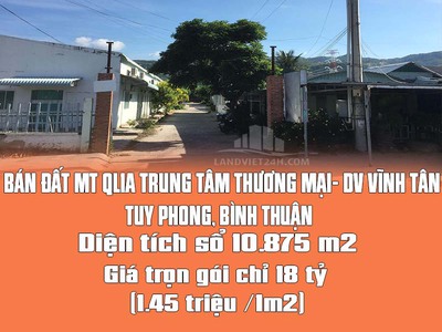 Bán đất mặt tiền ql1a trung tâm thương mại- dịch vụ vĩnh tân- tuy phong, bình thuận 0