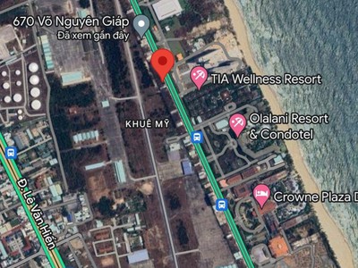 Bán đất mặt tiền biển võ nguyên giáp đà nẵng diện tích 155m2 ngang 6m giá 1x tỷ 2