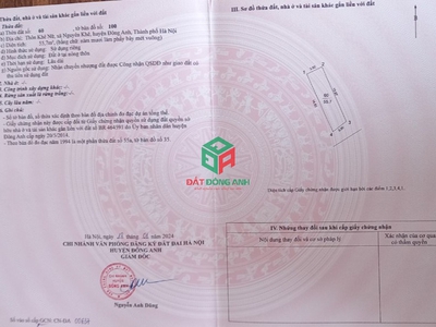 Bán đất xóm đường nguyên khê - 55.7m2 - đường thông ô tô 2