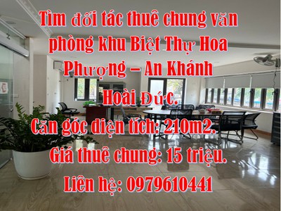 Tìm đối tác thuê chung văn phòng khu biệt thự hoa phượng - an khánh - hoài đức. 0