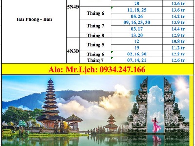 Tour Hải Phòng - Bali 0