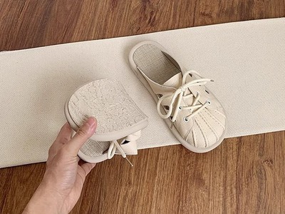 Giày Sục lười Ba Sọc Geet Chất liệu Da Mũi hình vỏ sò 3