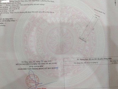 Bán đất 2 lô liền kề đường nguyễn thúy, hòa minh, liên chiểu, đà nẵng 0