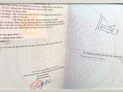 Chính chủ cần bán gấp lô đất 132m2 tại quảng  lưu, quảng xương, thanh hoá 0