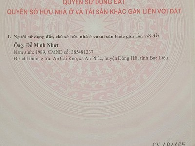 Cần bán lô đất ở huyện phước long , bạc liêu 0