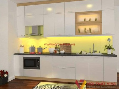 Mẫu Tủ Bếp Hình Chữ I Gỗ MDF Sơn Trắng 2k Đẹp Hiện Đại Giá Rẻ 0