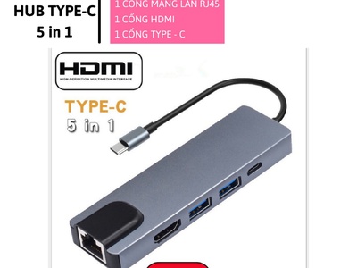 Hub 5in1 Type C sang Lan   HDMI  USB 3.0  PD 0