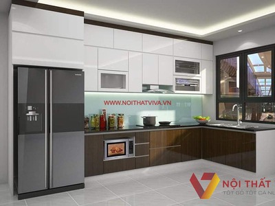 Mẫu Tủ Bếp Đẹp Hình Chữ L Gỗ Mdf Cánh Phủ Acrylic Đẹp Giá Rẻ 0
