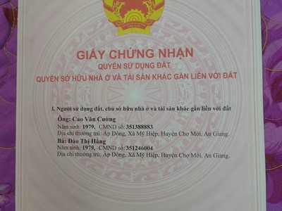 Hot      đất chính chủ - giá tốt - bán nhanh lô đất tại tỉnh lộ 946, xã hòa an,  chợ mới, an giang 1