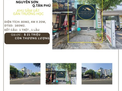 Cho thuê nhà mặt tiền nguyễn sơn 80m2, 1lầu, 21triệu, gần trường học 0