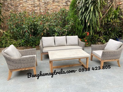 Sofa mây nhựa- Bàn ghế nhựa giả mây 6