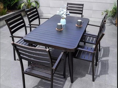 Bàn ghế sân vườn nhôm đúc nan thẳng D150 3