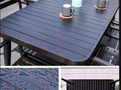 Bàn ghế sân vườn nhôm đúc nan thẳng D150 2
