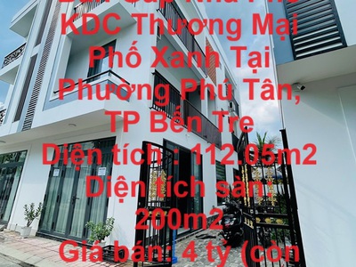Chính chủ cần bán gấp nhà phố kdc thương mại phố xanh tại phường phú tân, tp bến tre 0