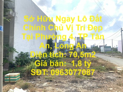 Sở hữu ngay lô đất chính chủ vị trí đẹp tại phường 4, tp tân an, long an 0