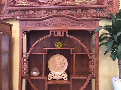 Tủ Kệ trưng bày gỗ hương 1,2x2m TTB02 2