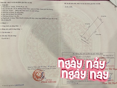 Bán nhà vĩnh tiến - lê chân, diện tích 56m 4 tầng giá 3.15 tỉ ngõ cực nông 4