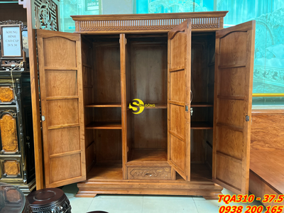 Tủ quần áo hương đá 3 buồng 3 cánh 1.75m nóc bằng TQA310 4