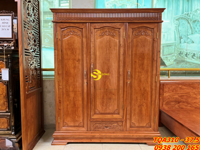 Tủ quần áo hương đá 3 buồng 3 cánh 1.75m nóc bằng TQA310 0