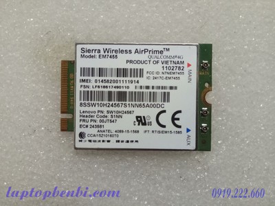 Card WWAN 4G Lenovo ThinkPad EM7455 4G LTE dùng cho L470, L570, P51, P70,P71,T470,T470p,T570,X270 0