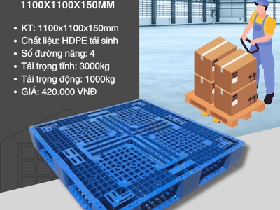 Pallet nhựa 1100x1100x150mm   Nhựa Sài Gòn 0