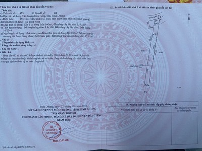 255m2 đất mặt tiền 8m tại Bình Dương gần chợ cần tiền bán gấp chỉ 450tr 0