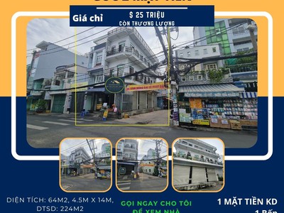 Cho thuê nhà 2 mặt tiền nb hòa bình 64m2, 2lầu  st, 25triệu 0