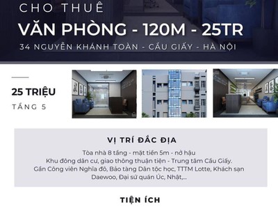 Chính chủ cho thuê sàn Văn phòng - 120m2 - 25 triệu  34 Nguyễn Khánh Toàn - Cầu Giấy - Hà Nội 10