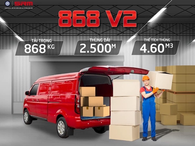 Bán trả góp xe tải Van SRM 868 2 chỗ thùng 2m5 bảo hành 5 năm 1