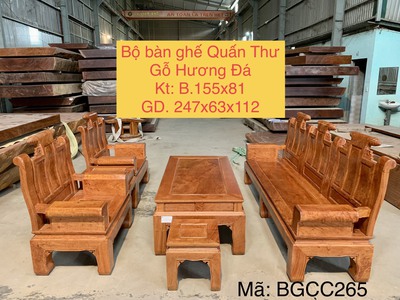 Bộ Bàn Ghế Quấn Thư gỗ Hương Đá chọn vân 0