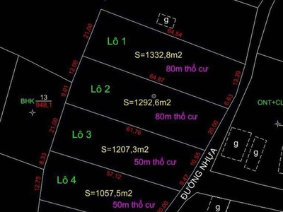 Bán lô đất mặt tiền đường nhựa 20x64 nở hậu 21m. có 80m2 thổ cư. 3