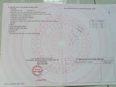 Chính chủ cần bán lô đất ở ấp 3   xã long cang   h. cần đước   long an. 0