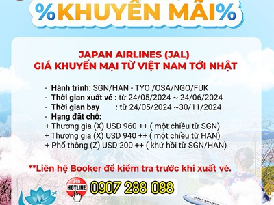 JAL khuyến mãi vé đi Nhật Bản 0