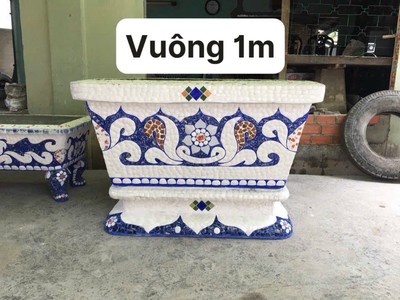 Nghệ nhân dán miễng sành sứ - ốp sành - chuyên chậu hoa - bể cá cảnh 13