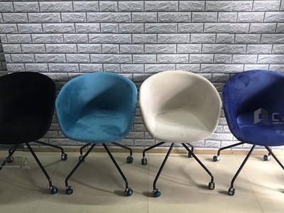 Ghế xoay học bài tại nhà nệm vải nhung chân thép nhôm tĩnh điện AAC-F Nội thất Capta.vn HCM 0