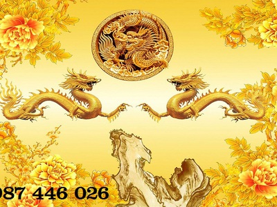 Tranh rồng vàng- gạch ốp, tranh tường đẹp 3d HP07692 0